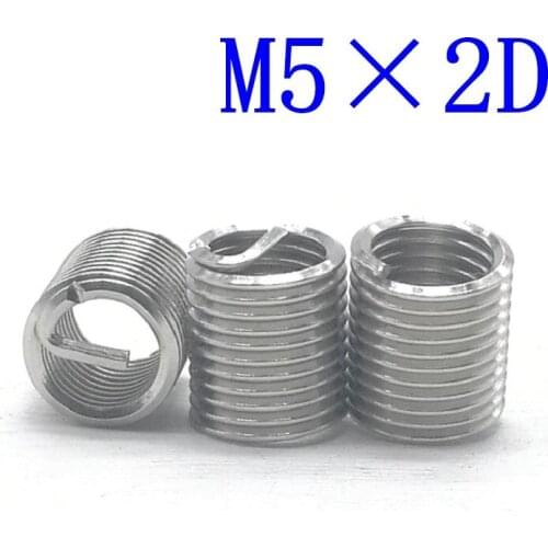 50Pcs M5*2D Stainless Steel Coiled Wire Helical Screw Thread Inserts M5 Screw Bushing self tapping thread repair tool