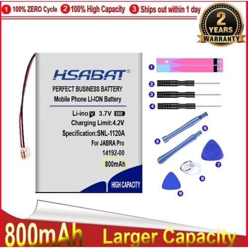 HSABAT 0 Cycle 800mAh 14192-00, AHB412434PJ Battery for Jabra Pro 9400, 9450, 9460, 9465, 9470 Accumulator