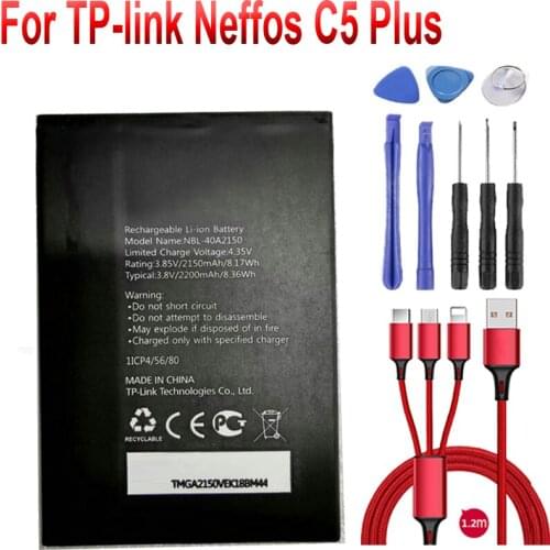 2150mAh NBL-40A2150 Battery For TP-link Neffos C5 Plus Mobile Phone+USB cable