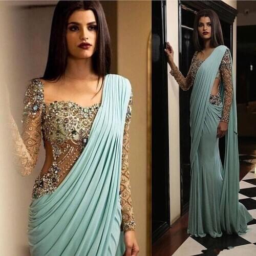 Aso Ebi Arabic Luxurious Sexy India Evening Dresses Beaded Crystals Mermaid Prom Dresses Formal Party Second Reception Gown
