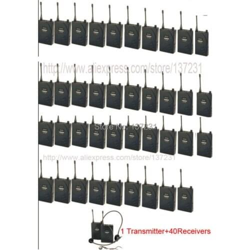 Takstar UHF-938/ UHF 938 UHF frequency Wireless Tour Guide System 50m Operating Range 1 Transmitter+40Receivers for Tour guiding