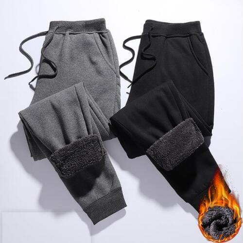 Winter Brushed Pants Mens Fleece Thick CamoFleece Casual Trousers Straight Loose Fashion Sweatpants 5XL Men Bottoms joggers
