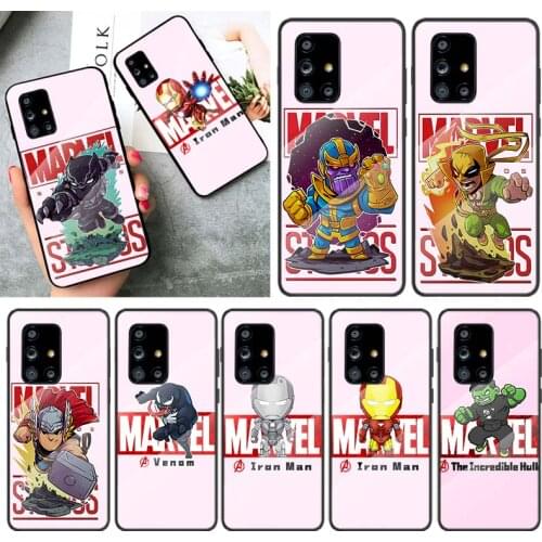 Tempered Glass Cover Cute Marvel Hero For Samsung Galaxy A91 A81 A72 A71 A52 A51 A41 A31 A21S A11 A01 Phone Case