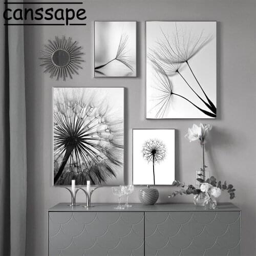 Black And White Canvas Poster Dandelion Painting Plant Wall Art Print Minimalist Prints Nordic Wall Posters Living Room Decor