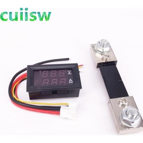 DC100V 100A Digital Voltmeter Ammeter Blue Red LED Amp Volt Meter with 100A Current Shunt