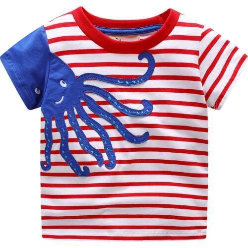2019 summer children tshirts Short Sleeve Octopus cartoon print T-shirt O-Neck Casual Kid Boy Sport T-shirt for girls 2-7Y
