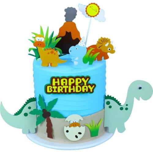 Dinosaur Cake Topper Jungle Safari Cake Decor Happy Birthday Party Decor Kids Toy Gifts Dinosaur Birthday Boy Favors Dino