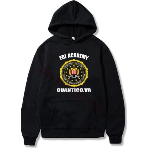 Brand Mens Hoodies FBI Academy Quantico VA Police United States Department Of Justice US Two Sides Printed Army Sweatshirt Tops