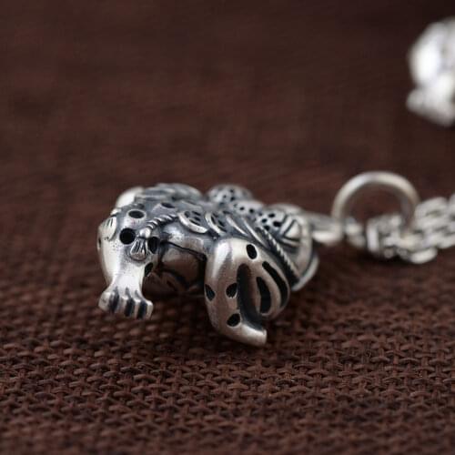 FNJ 990 Silver Pendant for Jewelry Making Original Pure S990 Sterling Silver Pendants Women Animal Toad