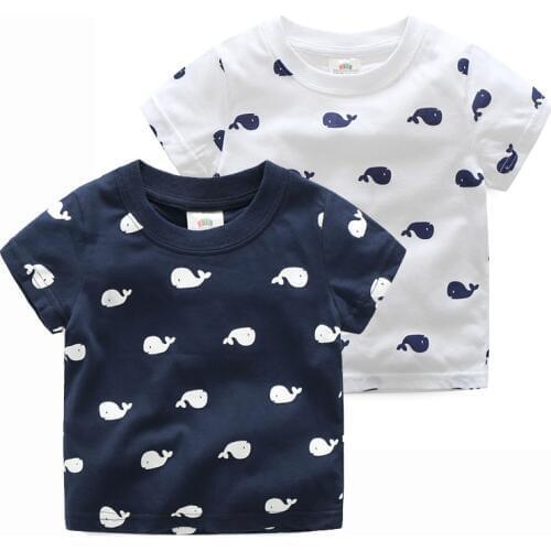2018 New Summer Children Clothing Baby Kids Cute Whale Fish Print Short Sleeve Boys T Shirts Summer