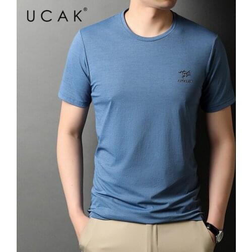 UCAK Brand Classic O-Neck Solid Color T Shirt Men Clothes Summer New Fashion Style Streetwear Casual Soft Tshirts Homme U5465
