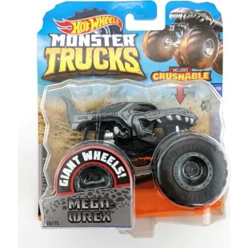 Hot Wheels Car MONSTER TRUCKS MEGA WREX Big Foot Connect And Crash Car Collector Edition Metal Diecast Model Cars Toys