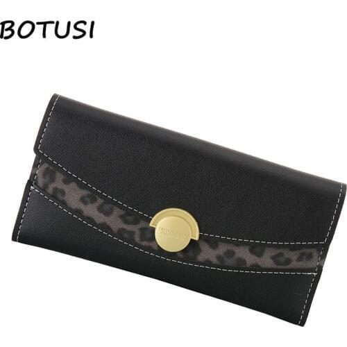 BOTUSI Leopard Grain Fashion Women Wallet Female Purse Pu Leather Wallets Big Capacity Ladies Coin Purses Phone Clutch Card Bag
