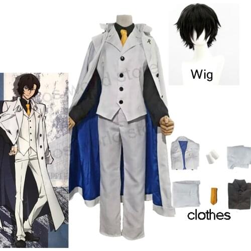 Bungo Stray Dogs Junichiro Tanizaki Cosplay Costume White Trench Pants Suit DEAD APPLE Cosplay Wig Halloween Adult Costume