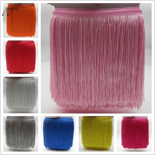 YOYUE 1Yards/lot 20cm Wide Lace Fringe Trim Tassel Fringe Trimming For DIY Latin Dress Stage Clothes Accessories Lace Ribbon