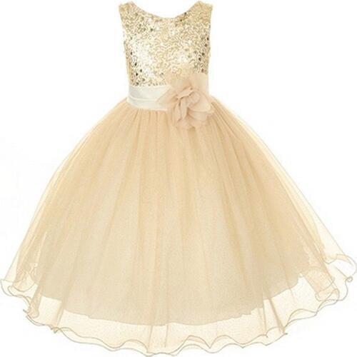 New Style Girl Dress Cute Sequin Sleeveless Vest Princess Lace Dress Baby Kids Party Wedding Bridesmaid Vestido