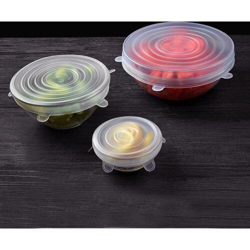 6pcs Reusable Silicone Fresh Keeping Cover Food Packaging Cover Silicon Food Fresh-Keep Sealing