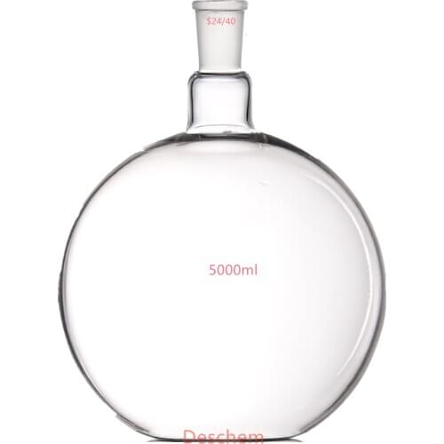 5000ml,1-Neck,24/40,Plat Bottom Glass Flask,5L,Lab Chemistryl Reaction Bottle