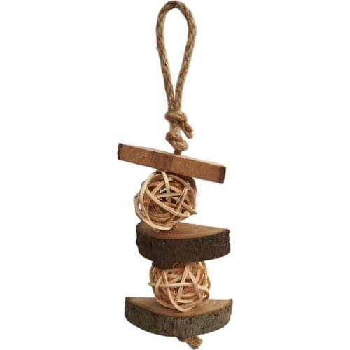 Legendog 1pc Bird Hanging Toy Wooden Natural Interactive Parakeet Chew Toy Parrot Perch Toy Pet Supplies Pet Accessories