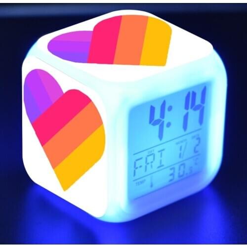 Flashing LED Alarm Clock Colorful Touch Light Video Likee Model Desktop Watch Toys
