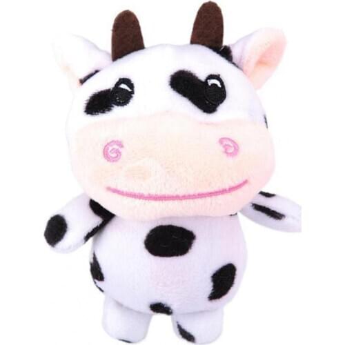 Cute Cattle Design Plush Doll Stuffed Toy Keychain Women Handbag Car Key Holder Bag Pendant Decor Kids Toys Gift