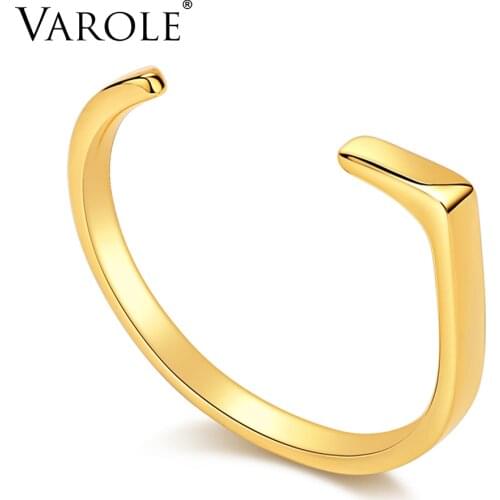 VAROLE Minimalist Bangles For Women Gold Color Fashion Jewelry Geometric Solid Bracelets Femme Gifts Pulseras