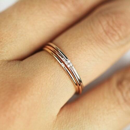 Fashion Simple Gold Plated Exquisite Zircon Ring Charm Womens Wedding Ring with Jewelry Dating Accessories Anniversary Gift