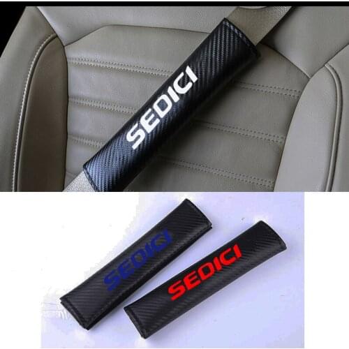 2pcs PU Carbon fiber texture Car Seat belt shoulder Pads for Fiat Sedici Car Accessories