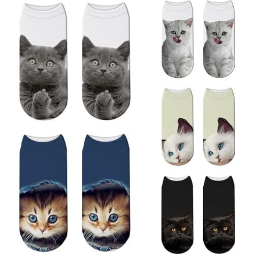 Novedades 2021 Tecnologia Cartoon Cat Socks 3D Cat Print Casual Socks Sweetsgod Femme Breathable Sports Socks Comfortable Pure