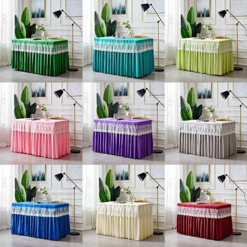 New Arrival Polyester Rectangle Hotel Table Skirt With Table Cover Table Cloth For Cocktail arty Meeting Conference Reception