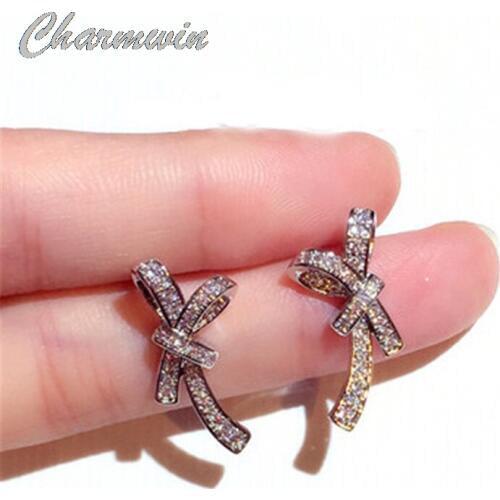 New Stud Earrings For Women Earrings Rhinestone Bowknot Earrings Fashion Jewelry Gift