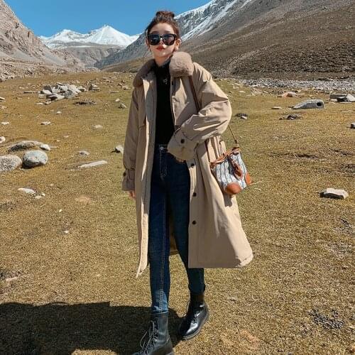 Parker cotton-padded jacket female han edition easy ins the new port in winter the wind cotton-padded clothes tooling trench coa