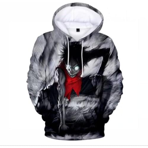 Popular Fashion One Piece 3D Hoodie Mens and Womens Same D. Luffy Growth 3D Sweatshirt One Piece Hoodie Teen Anime Clothes