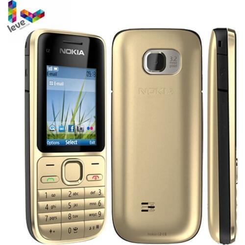 Nokia C2 C2-01 Unlocked GSM Mobile Phone English&Hebrew Keyboard Support Logo On The Button Original Used Cellphones