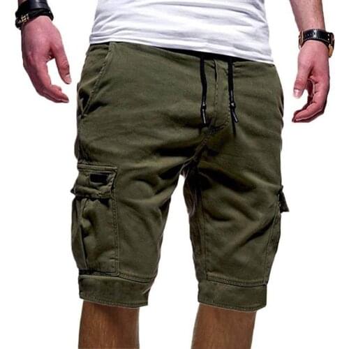 Plus Size Fashion Men Shorts Summer Casual Men Solid Color Cargo Shorts Multi-Pockets Drawstring Pants Clothing шорты мужские