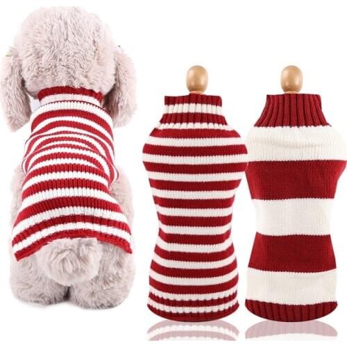 2020 Christmas Gift for Pet Stripe Dog Sweater Winter Clothes for Dogs Dachshund Jumper Knitted Cat Costume for Sphynx