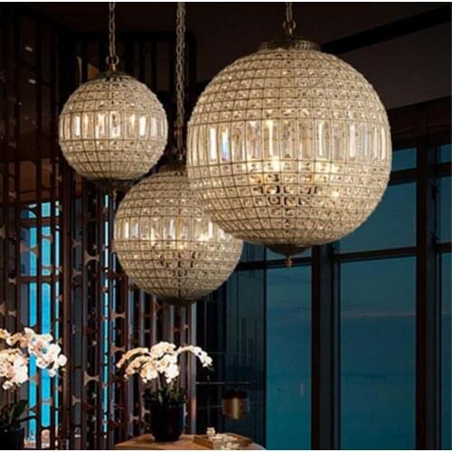 KOSTKING modern led Chandeliers American Vintage Crystal Ball lamp for Living Room Dining Room Bar Art Decor home lighting