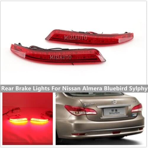 1 Pair LED Rear Brake lights For Nissan Almera Bluebird Sylphy Tail Stop Bumper Reflector Lamp Turn Signal Car Accessories