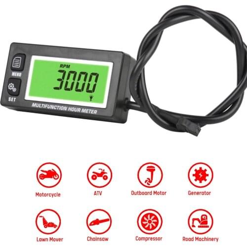 Tachometer Car Motorboat Digital Tachometer Waterproof Tachometer for Gasoline Engine Off-road Motorcycle Clock