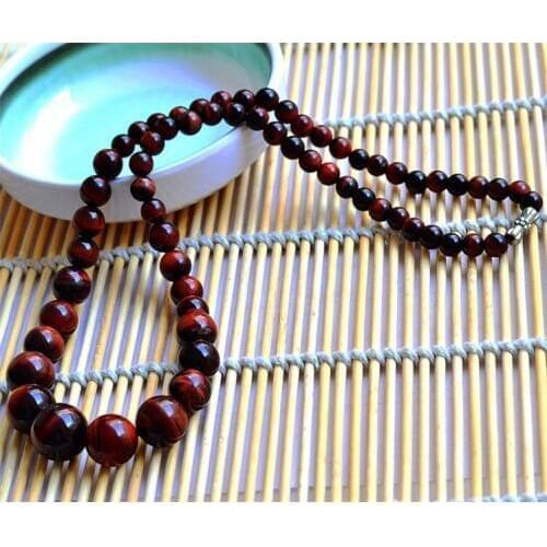 Wood-turned stone tiger eye stone necklace natural red tiger eye stone chain eagle-eye stone pearl sweater chain tiger eye stone