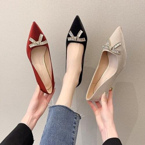 Gold Heels African Woman Shoe Brief Pumps Slip On Pointed Wedge Shallow Mouth Lace-Up Burgundy Summer Beige Sweet Slip-On2021