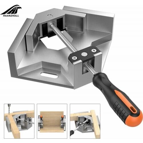 90 Degree Adjustable Carpenter Clip Angle Clamp Woodworking Frame Clip Tools Right Angle Aluminum Alloy Single Handle Tool Clamp