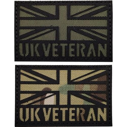 UK Veteran Flag IR Military Tactical Patch Badges Emblem Applique Hook Patches for Clothes Backpack Accessories
