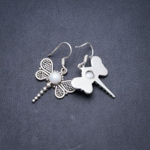 Natural River Pearl Handmade Unique 925 Sterling Silver Earrings 1.5" Y2692