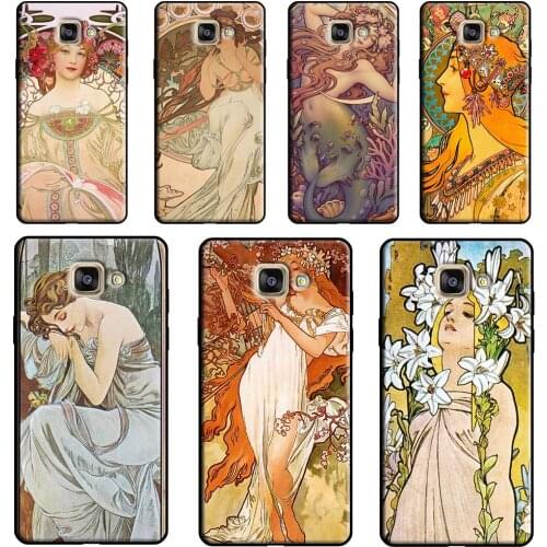 Vintage Alphonse Mucha Art Case For Samsung A9 A8 A6 A7 J8 2018 A3 A5 J4 J6 Plus J1 J3 J5 J7 2017 2016 Phone Cover