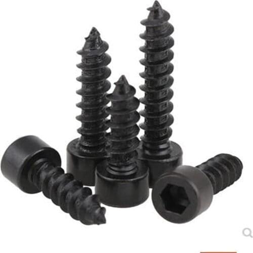 10-50Pcs M2 M2.6 M3 m3.5 m4 m5 M6 Black Hexagon hex socket cap Head Self tapping Screws Cup Furniture Sound Sharp Screws