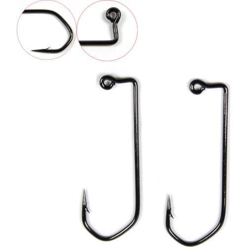 100PCS Black Nickle 90 Degree jig hook High Carbon Steel #1 2/0 3/0 4/0 5/0 6/0 Eagle Claw Nasty Jig Hook