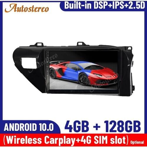 128G Android10.0 Radio For Toyota Hilux 2015-2019 Car Multimedia Player GPS Navigation Headunit Radio Audio Stereo Tape Recorder