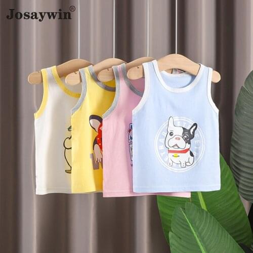 2021 Summer Childrens T-shirt Boys Girls Baby Sleeveless T-shirt Cartoon Cotton Kids T shirts Boys T Shirt Tee Top Clothing