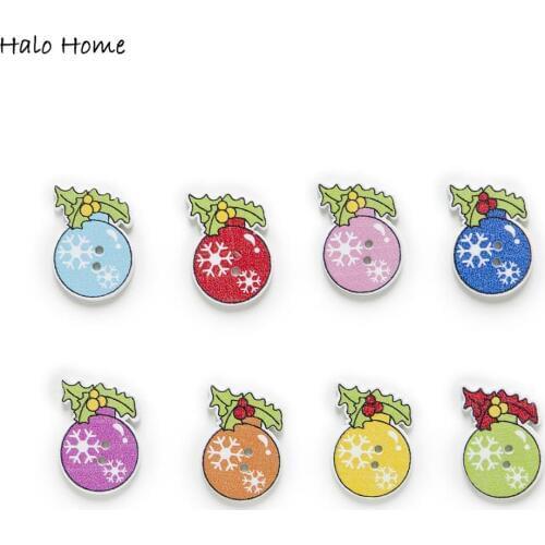 30pcs Many Style Optional Christmas Wooden Buttons Sewing Scrapbooking Card Making Clothing Craft Accessories Gift Card Decor